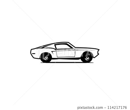 1968 dodge Mustang 390 car isolated on white background side view. best for the car industry. logos, badges, emblems and icons. vector illustration available in eps 10. 114217176
