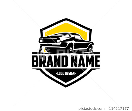 Old 1968 Mustang 390 isolated on white background seen from behind. best for the old car car industry. vector illustration available in eps 10. 114217177
