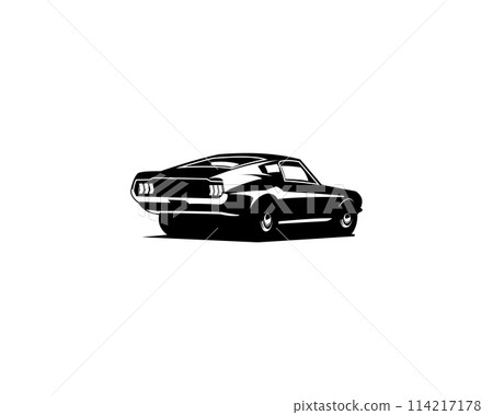 1968 Mustang 390 silhouette. isolated white background view from behind. Best for logos, badges, emblems, icons, sticker designs, car industry. available in eps 10. 114217178