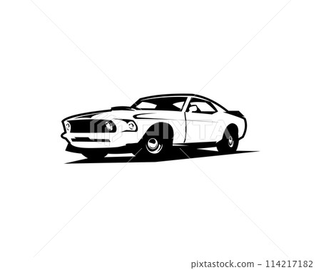 1968 Mustang 390 car logo isolated white background view from side. vector illustration available in eps 10. 114217182