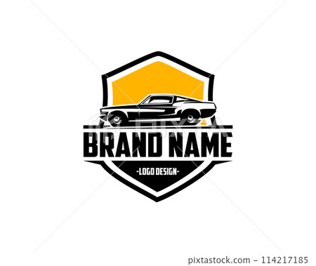 1968 Mustang 390 isolated white background side view. best for logos, badges, emblems, icons, available in eps 10. 114217185