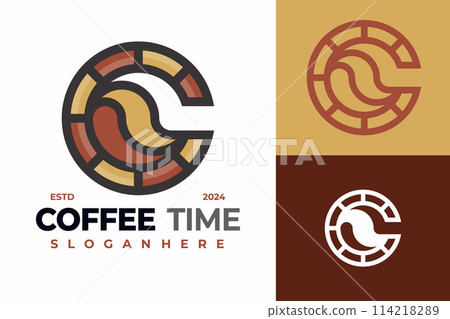 Letter C Coffee Time logo design vector symbol icon illustration 114218289