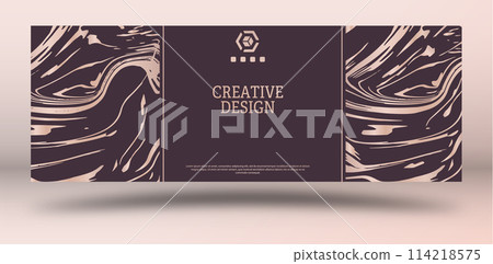 Layout of the creative design. Corporate graphics template for the design of covers, posters, posters, banners, booklets, backgrounds and flyers. Creative style for interiors, decorations and creative 114218575