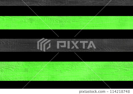 Green light verdant bright horizontal lines stripe wooden fence board black background isolated plank object 114218748