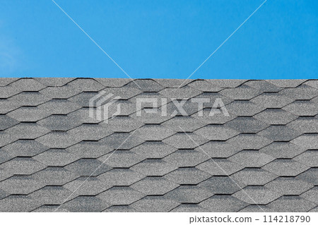 Blue Sky Tile Roof House Abstract Pattern Architecture Surface Background Home Texture 114218790