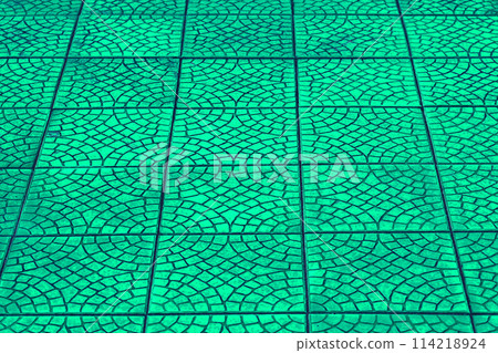 Aquamarine Azure Floor Tile Abstract Stone Pattern Mosaic Pavement City Street Road Texture Background Structure Aquamarine Azure Floor Tile Abstract Stone Pattern Mosaic Pavement City Street Road Texture Background Structure 114218924