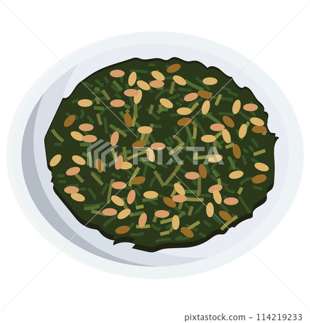 Vector illustration of tea leaves icon on a plate 114219233