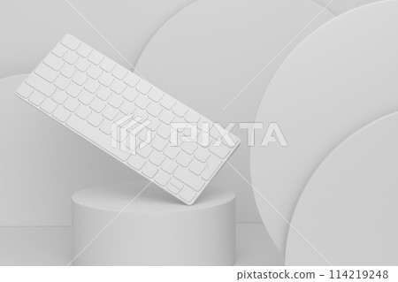 Abstract scene or podium with computer keyboard on monochrome 114219248