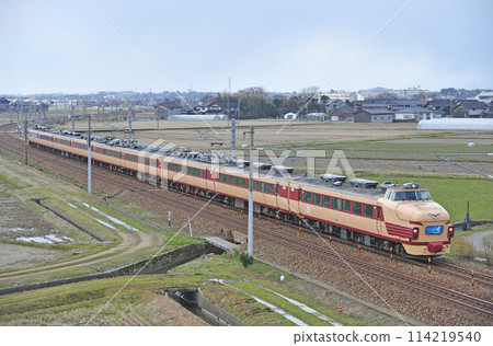 Hokuriku Main Line Mikawa-Kaga-Kasama JR West 489 series H01 train (Kanazawa) Thank you 489 series Hokuriku Main Line Mikawa-Kaga-Kasama JR West 489 series H01 train (Kanazawa) Thank you 489 series 114219540
