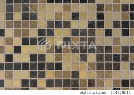 Mosaic Square Ceramic Tiles Black Mustard Color Abstract Bath Pattern Toilet Texture Background Bathroom 114219611