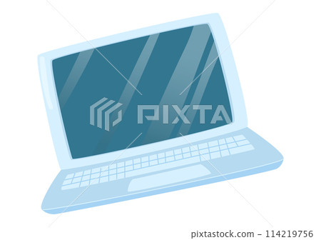 Laptop in flat design. Portable computing device with keyboard for office. Vector illustration isolated. Laptop in flat design. Portable computing device with keyboard for office. Vector illustration isolated. 114219756