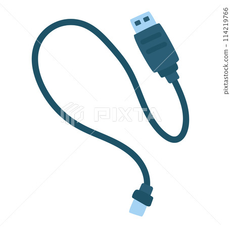 Usb cable in flat design. Mobile phone charger cable or gadgets connector. Vector illustration isolated. 114219766