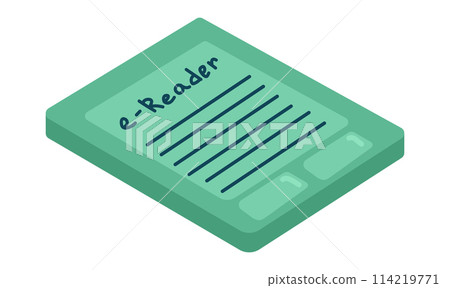 Ebook in flat design. Portable e-reader for digital books and textbooks. Vector illustration isolated. Ebook in flat design. Portable e-reader for digital books and textbooks. Vector illustration isolated. 114219771