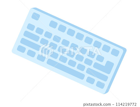 Computer keyboard in flat design. Gadget with letters and numbers buttons. Vector illustration isolated. 114219772