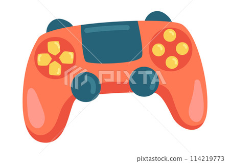 Gamepad in flat design. Joystick or controller gadget for video gaming. Vector illustration isolated. 114219773