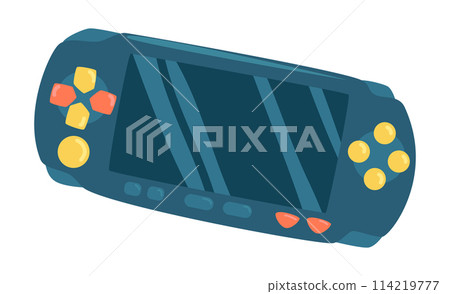 Game console in flat design. Video gamepad or controller with display. Vector illustration isolated. Game console in flat design. Video gamepad or controller with display. Vector illustration isolated. 114219777