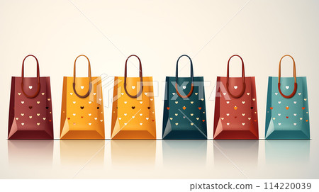 Illustration of Set of Colorful Empty Shopping Bags Isolated in White Background AI Generated Illustration of Set of Colorful Empty Shopping Bags Isolated in White Background AI Generated 114220039