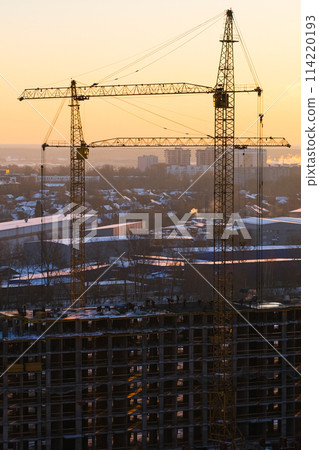Construction of modern high-rise residential buildings. Timelapse Construction of modern high-rise residential buildings. Timelapse 114220193