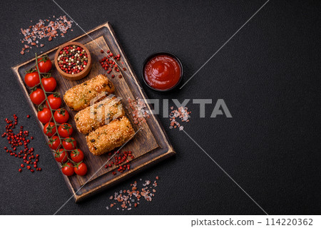 Delicious hearty vegetarian or vegan dish in the form of cutlets or patties Delicious hearty vegetarian or vegan dish in the form of cutlets or patties 114220362