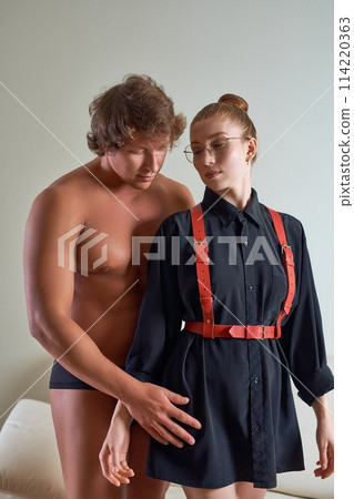 Couple having BDSM role playing game 114220363