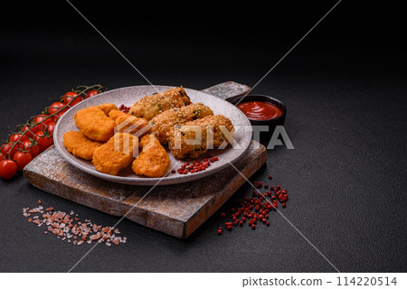 Delicious hearty vegetarian or vegan dish in the form of cutlets or patties 114220514