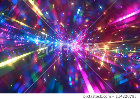 Energetic and Colorful Display of Lights in Motion. 114220785