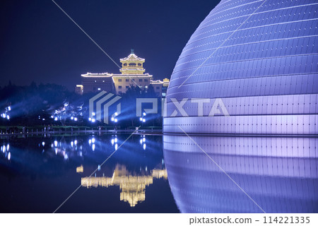National Centre for the Performing Arts NCPA at night in Beijing, China 114221335