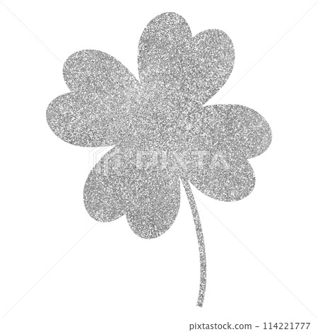 Illustration material: Four-leaf clover, leaves, silver Illustration material: Four-leaf clover, leaves, silver 114221777