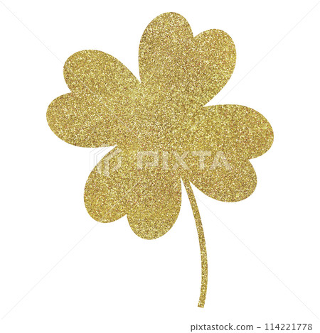 Illustration material: Four-leaf clover, leaves, gold Illustration material: Four-leaf clover, leaves, gold 114221778
