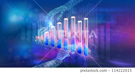 Abstract infographics on the topic of analysis and planning strategies in the stock market. 114222015