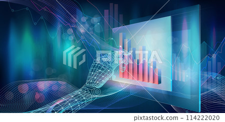 Abstract infographics on the theme of AI and financial technology on a beautiful background Abstract infographics on the theme of AI and financial technology on a beautiful background 114222020