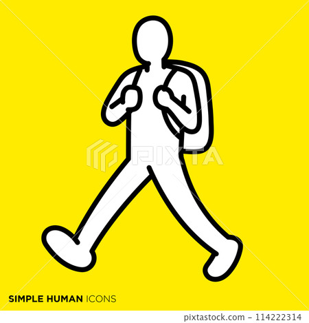 簡單的人類圖示系列,背著背包行走的人 簡單的人類圖示系列,背著背包行走的人 114222314