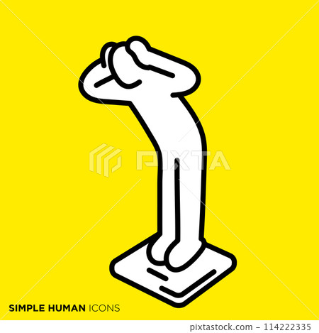 簡單的人類圖標系列，一個對體重測量結果感到絕望的人 114222335