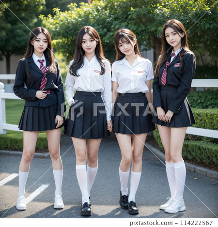 高中女生公園合影 AI 照片 AI 圖像 AI 凹印 114222567