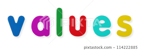 Values word in magnetic letters 114222885