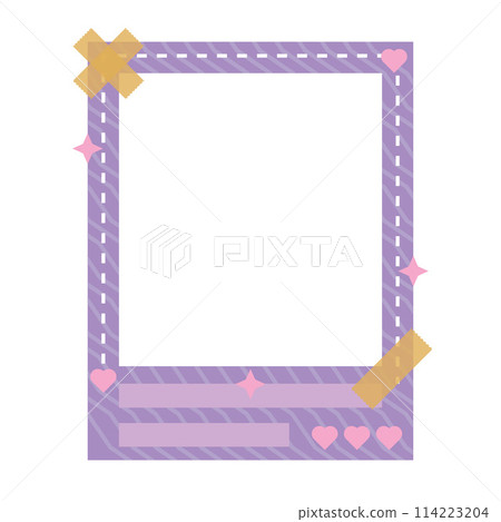 Cute photocall polaroid with pink frame and cloud decoration 114223204