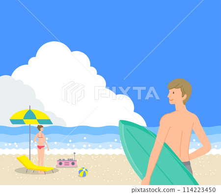 夏季素材：穿著泳衣的青年男女在海上仰望藍天白雲（以男性為主） 114223450