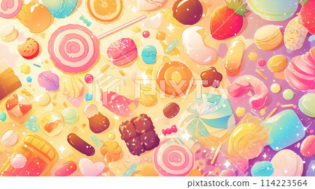 閃閃發光的抽象糖果背景圖 16:9 閃閃發光的抽象糖果背景圖 16:9 114223564