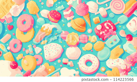 閃閃發光的抽象糖果背景圖 16:9 114223566