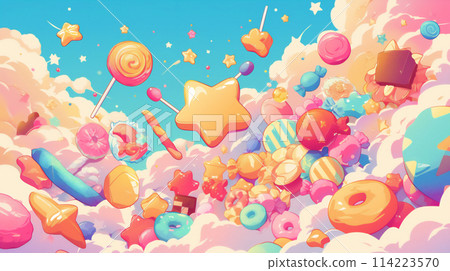 閃閃發光的抽象糖果背景圖 16:9 114223570