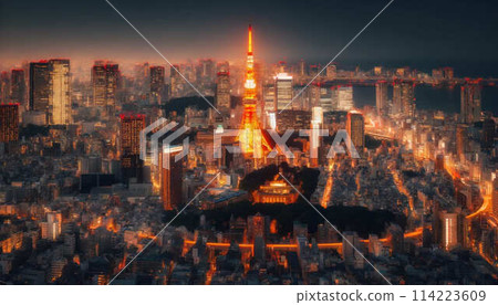 A beautiful image of Tokyo's night view that goes beyond reality 114223609