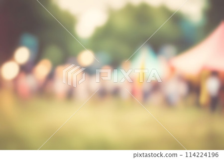 Blur image of night market festival with bokeh for background usage. Blurred background design 114224196