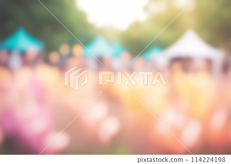 Blur image of night market festival with bokeh for background usage. Blurred background design 114224198