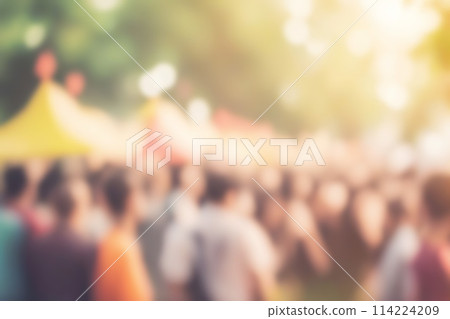 Blur image of night market festival with bokeh for background usage. Blurred background design 114224209