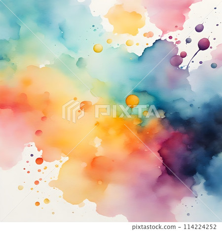 Colorful abstract watercolor background, watercolor rainbow splash, pastel water color texture. 114224252