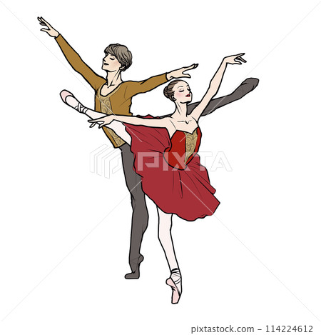 Male and female ballet dancers performing variations Male and female ballet dancers performing variations 114224612