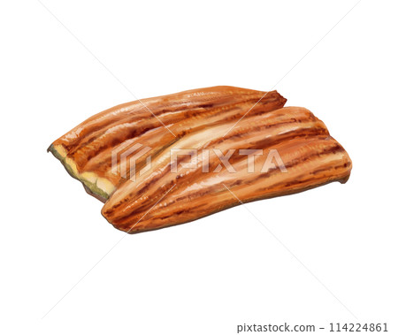 蒲燒鰻魚的寫實水彩插圖(褐色) 蒲燒鰻魚的寫實水彩插圖(褐色) 114224861