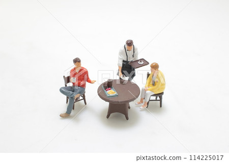 figure enjoy the table with food at restaurant figure enjoy the table with food at restaurant 114225017