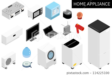 新生活所需家電的等距圖 114225100