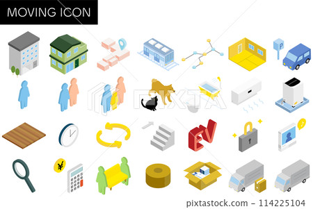Searching for a rental property: Moving icon set, isometric illustration 114225104